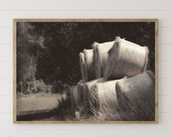 Farmhouse Rustic Wall Décor Wheat Wall Art Hay Bales Digital Printable Farm Large Wall Art Cow Print Vintage Farmhouse Wall Decor Painting