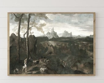 Samsung Frame TV Art | Vintage Shepard Painting | Goats | Sheep | English Farmhouse Print | Digital DOWNLOAD | Pasture Print | PRINTABLE Art
