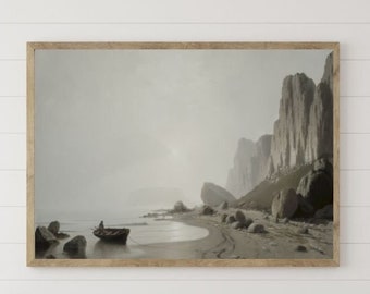 Samsung Frame TV Art / Beach Painting / Modern Seascape Shoreline / Digital Print / Neural Coastal Wall Art / PRINTABLE Download / TV Art