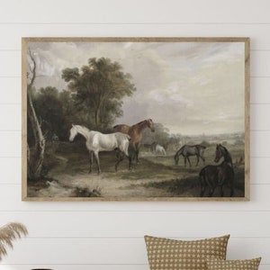 Samsung Frame TV Art Horse Painting Farmhouse Large Wall Art Horses in Field Digital Print Horse Wall Décor PRINTABLE Download