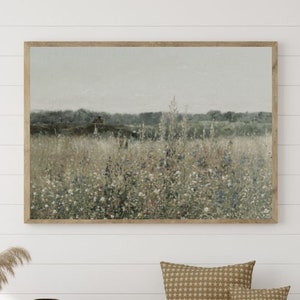 PRINTABLE Wildflower Field | Vintage Painting Landscape | Antique Landscape Art Print | Country Large Wall Art | Digital Download | Wall Art