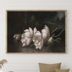 Samsung Frame TV Art Rose Garden Wall Art Pink Peonies Vintage Floral Print PRINTABLE Download Spring Painting Floral Art