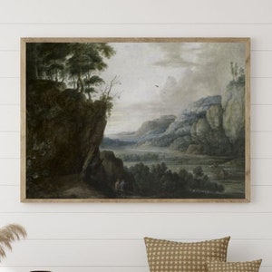 Old Pine Wall Art Vintage Wall Art Rustic Wall Décor Digital Download PRINTABLE Landscape Painting Sage Green Vintage Landscape Painting Art