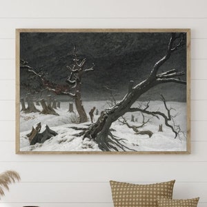Winter Landscape Painting Rustic Farmhouse Snow Scene Christmas Home Wall Art PRINTABLE Download Snow Painting Winter Wonderland Landscape
