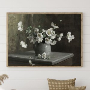 Samsung Frame TV Art Moody Vintage Flower Oil Painting Dark Floral Antique Art PRINTABLE Download Farmhouse Digital Print Large Wall Art