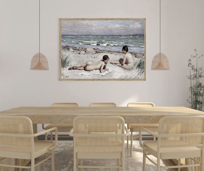 Samsung Frame TV Art Nude Girls at the Beach Print Vintage Nude Women