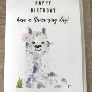 Watercolour Llama Birthday Card (Have a Llama-zing Day!)