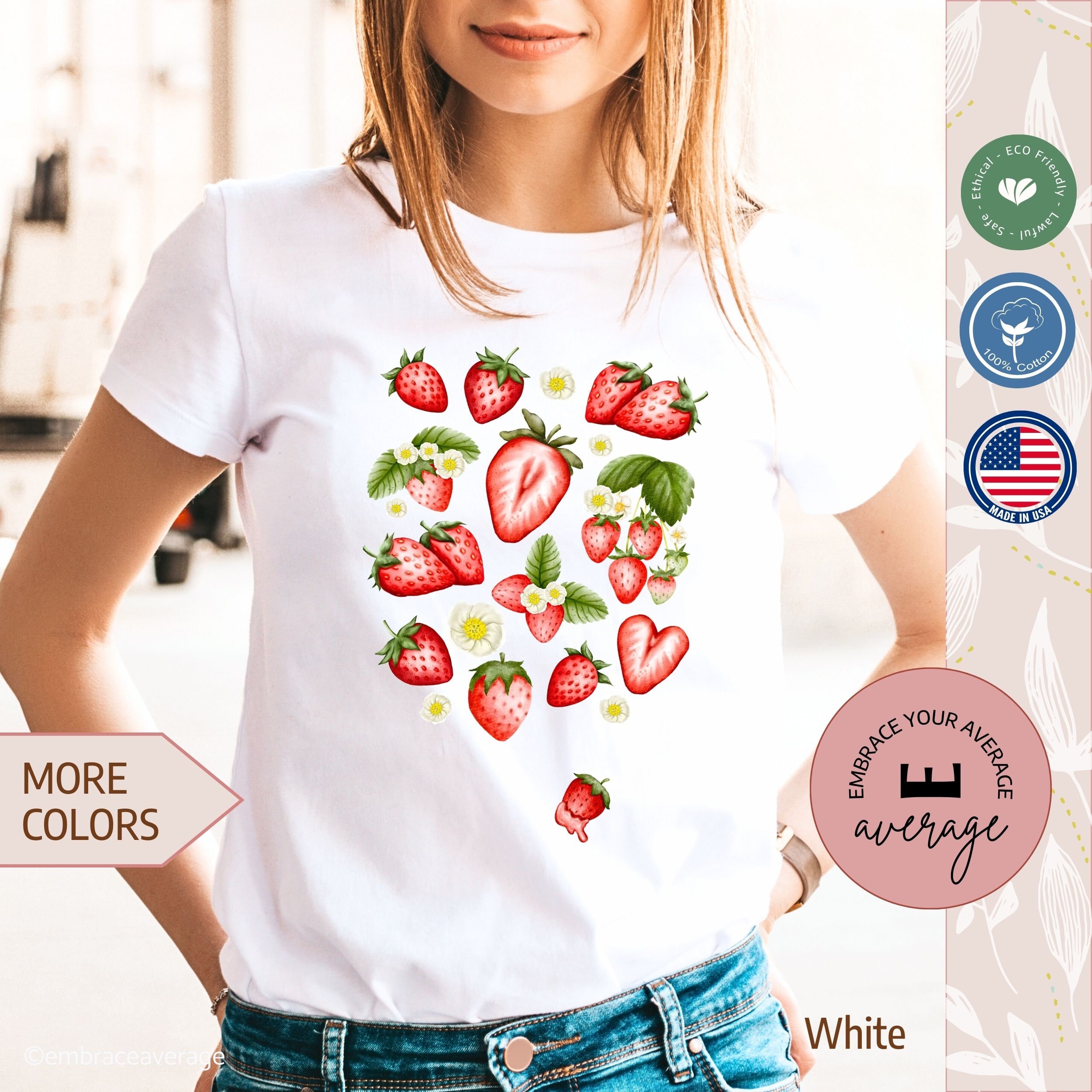 STRAWBERRY SHIRT, Strawberries Shirt, Strawberry Flower Shirt
