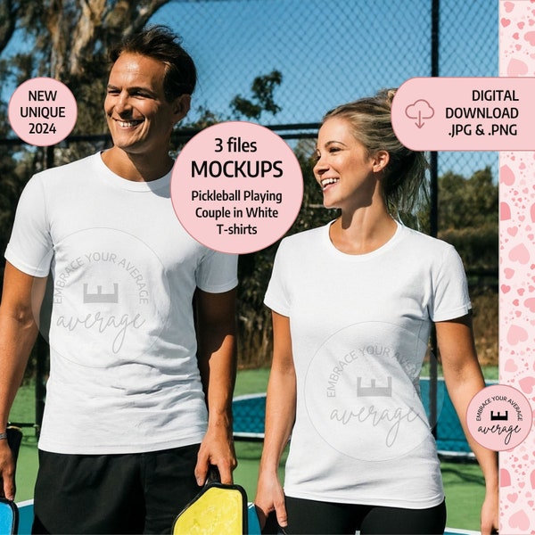 PICKLEBALL SHIRT MOCKUP, Outdoor Pickleball White T-shirt Mockup, Pickleball Couple Shirt Mockup, Generic Shirt Mockup, Pickleball Mockup