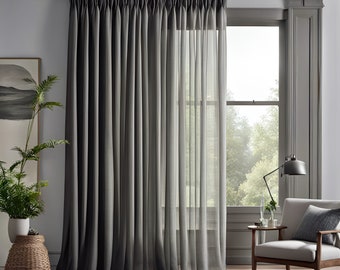 Natural Linen Sheer Curtains, 2 Panel Curtains Set, Single Curtain, 5 Colors, Window Drapes, Multiple Heading Options