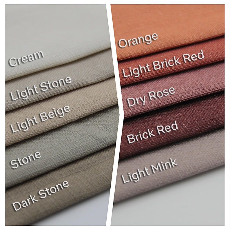 Different colors of linen curtain fabric.