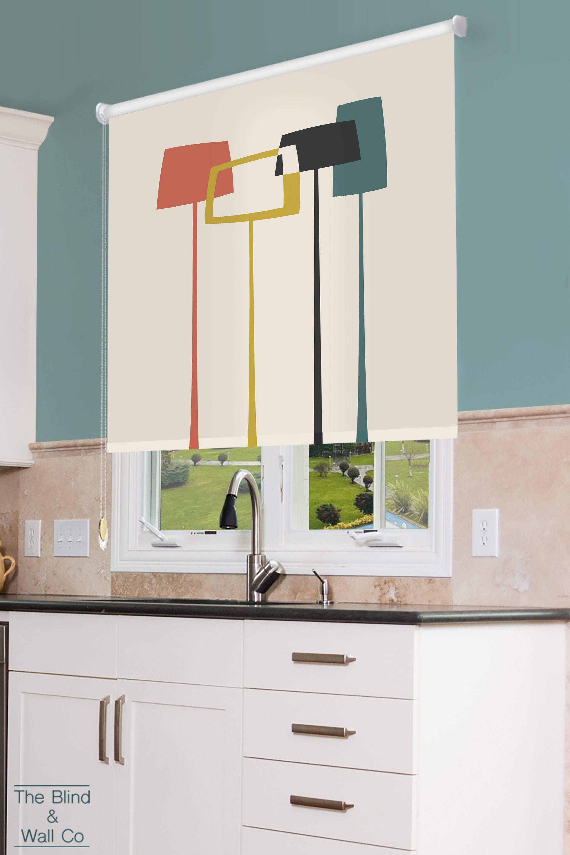 Mid Century Roller Shades Retro Colors Roller Shades Warm Etsy