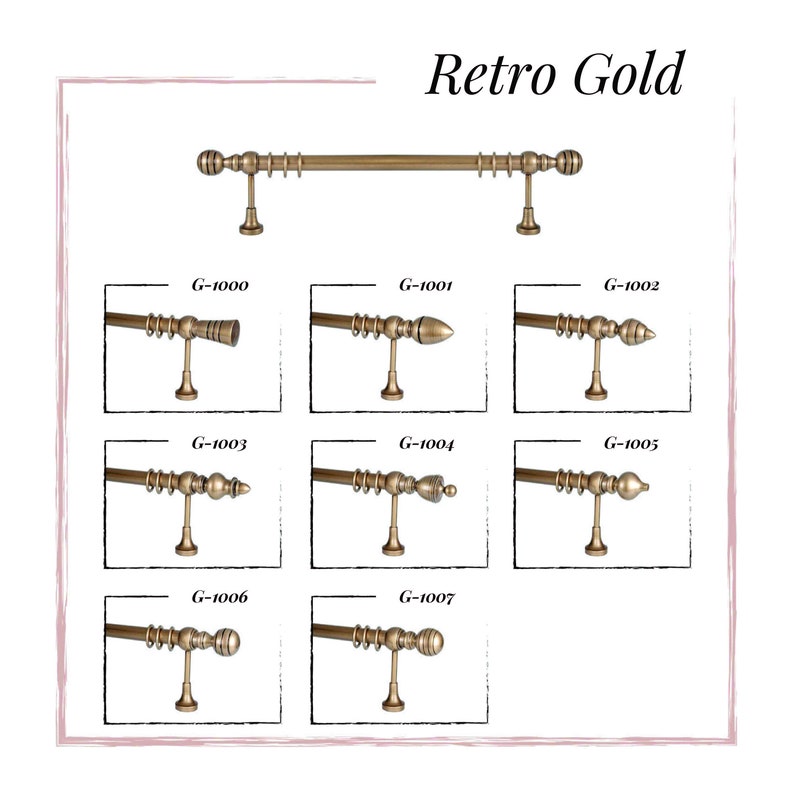 Luxury Retro Rustic Curtain Rod Set, Single/double Rod Sets, 1 1/6 30mm Rods, Wood Finials, Rod