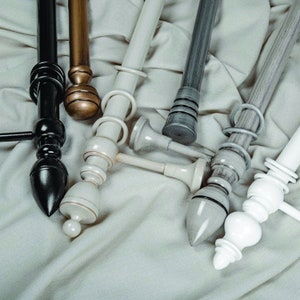 Luxury Retro Rustic Curtain Rod Set, Single/Double Rod Sets,  1 1/6&quot; - 30mm Rods, Wood Finials, Rod With Rails
