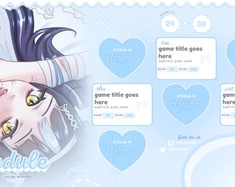 Zachtblauw streamschema | Twitch Youtube Discord-content | CANVA-sjabloon | Vtuber-items