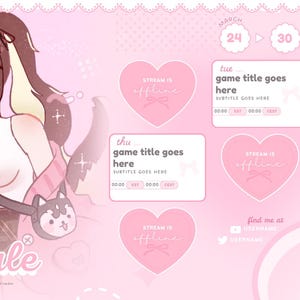 Zachtroze streamschema | Twitch Youtube Discord-content | CANVA-sjabloon | Vtuber-items