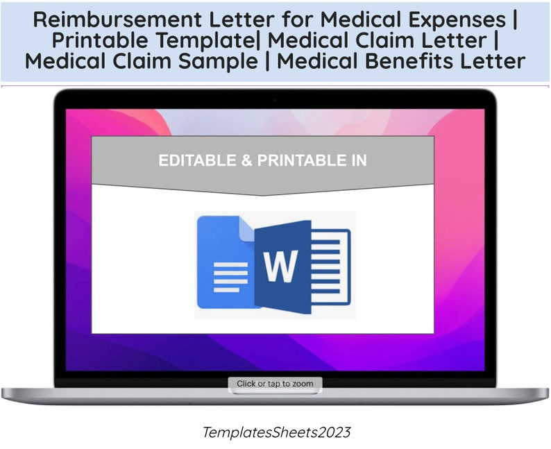 Reimbursement Letter for Medical Expenses Printable Template Medical