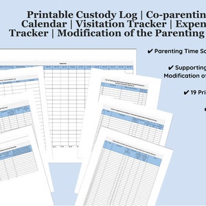 Editable & Printable Co-parenting Calendar | Expense Tracker | Custody ...