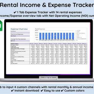 Rental Income & Expense Tracker |Rental NOI| Rental Bookkeeping | Real Estate Template | Google Sheets