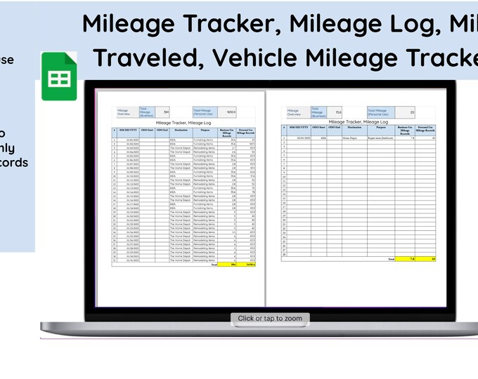 Mileage Travel Log | Mileage Printable | Mileage Excel | Delivery ...