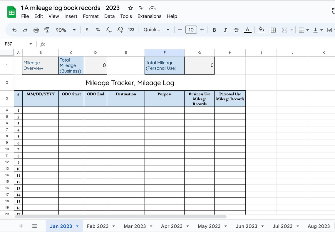 Mileage Travel Log | Mileage Printable | Mileage Excel | Delivery Tracker | Mileage Calculator ...