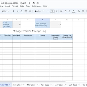 Mileage Travel Log | Mileage Printable | Mileage Excel | Delivery ...