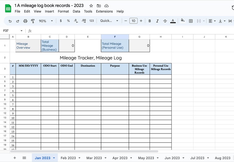 Mileage Travel Log | Mileage Printable | Mileage Excel | Delivery ...