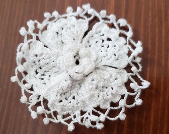 Irish Rose Brooch - Traditional Irish Crochet Lace - Clones Lace - Handmade