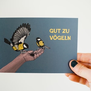 lustige Postkarte - gut zu vögeln. Grußkarte Dankeskarte