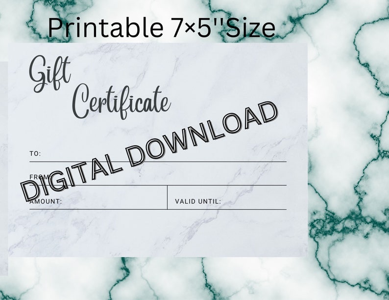 Printable Gift Card Blank Gift Certificate Birthday Gift Etsy