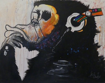 Singe de peinture pop art - unique, peint à la main de Zanzibar