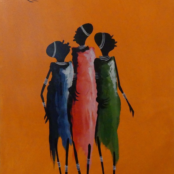 Pop-Art Gemälde Frauen - Unikat, Handgemalt, Aus Zanzibar