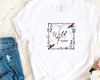 Boho Wild & Free Floral Unisex Jersey Short Sleeve Tee