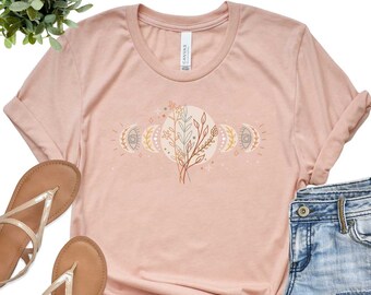 Boho, Floral, Muted Fun Design Unisex Jersey Short Sleeve Tee