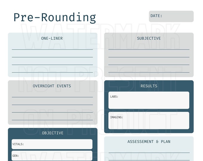 Pre-rounding Journal Template for Medical Students, Residents, Doctors ...