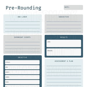Pre-Rounding Journal Template for Medical Students, Residents, Doctors Digital Download