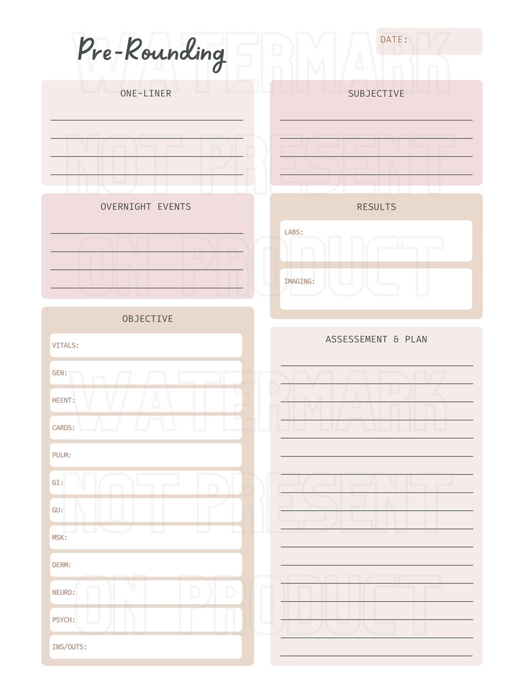 Prerounding Journal Template for Medical Students, Residents, Doctors Prerounding Journal Template for Medical Students, Residents, Doctors