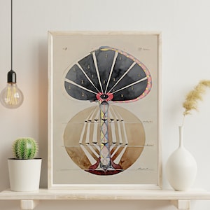 Spiritueller abstrakter Kunstdruck, Baum der Erkenntnis Nr 3 von Hilma Af Klint, Museumsqualität, Wandkunst für Zuhause, sofort Download