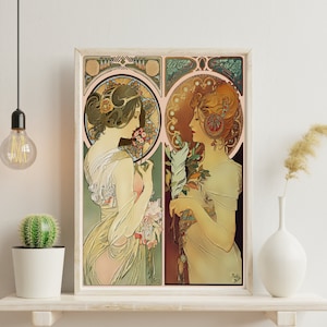 Vintage Alphonse Mucha Art Print, Art Nouveau Exhibition Poster, Digital Wall Art for Home Decor, Instant Download