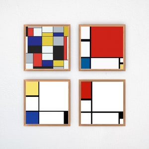 Piet Mondrian Print, Set of 4, Modern Gallery, Geometric Wall Art, Piet Mondrian, Minimalist Wall Decor