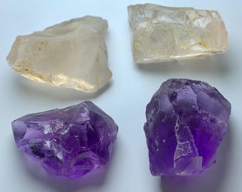 Natural Rough Amethyst & Rose Quartz Crystal 230 ct – Raw Purple , Pink Gemstone Specimen for Jewelry, Healing, Metaphysical