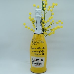Bottiglia Personalizzata Santero 958 Festa della Donna Idee Regalo Amore Mimose Compleanno