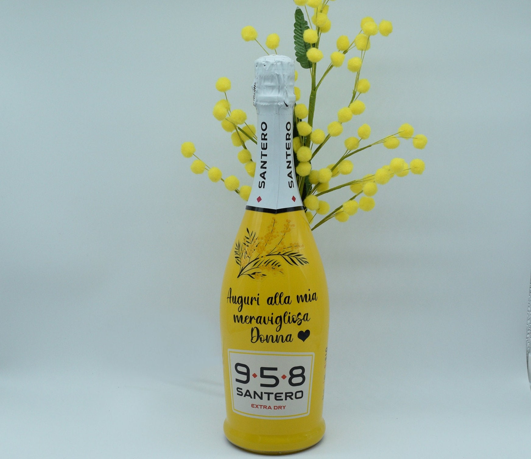 Bottiglia Personalizzata Santero 958 Festa della Donna Idee Regalo Amore  Mimose Compleanno -  Italia