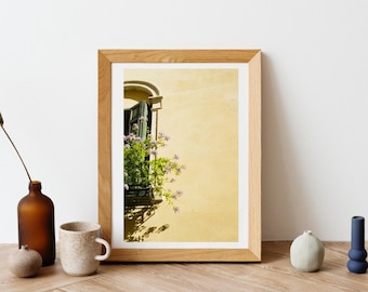 Geel, Paarse Bloempot Veneto Italië Digitale Download Art Print, Europa Reizen op film, Uniek Home Decor, Rustiek Vintage Wall Decor