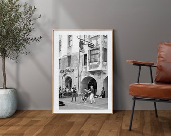 Innsbruck Oostenrijk Digitale Download Art Print, Europa Reizen op film, B&W Home Decor Rustiek Vintage Wall Gallery Decor, Muzikale Trio Art