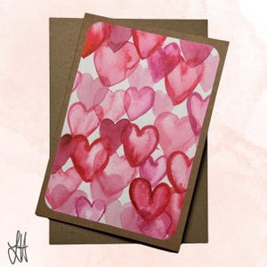 Handgemachte Grußkarte mit Umschlag A6 - Geburtstag / Valentinstag / Muttertag / Original - Aquarell