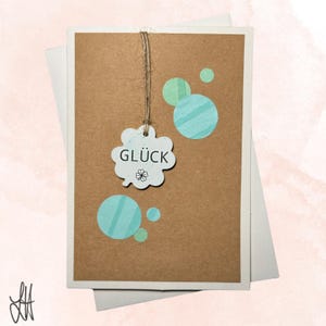 Handgemachte Grußkarte mit Umschlag A6 - Glück / Original  / Raysin