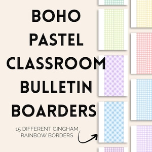 Boho Classroom Decor Pastel Rainbow Classroom bulletin board borders instant download printable calm classroom decor