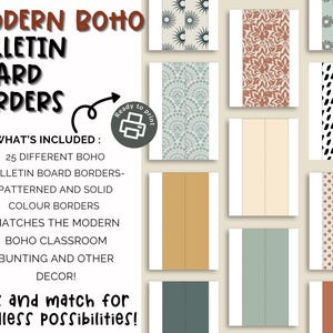 Modern Boho Bulletin Board Borders | Calm Classroom | Modern Boho Classroom Theme Bundle | Printable Classroom Decor in Modern Boho Theme