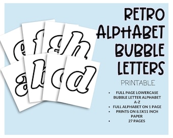 Printable Retro Bubble Letters – Lowercase Alphabet (PDF Download)
